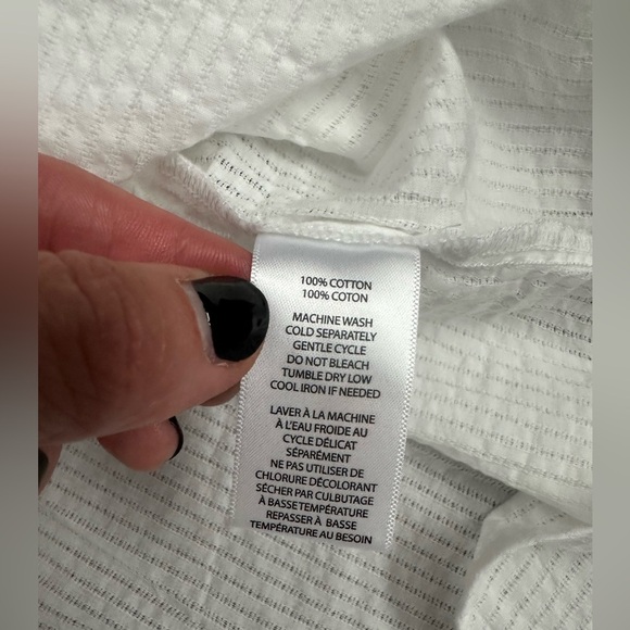 Beach Lunch Lounge Top Women’s Med Button Down White Short Sleeve V Neck Summer - Picture 5 of 6